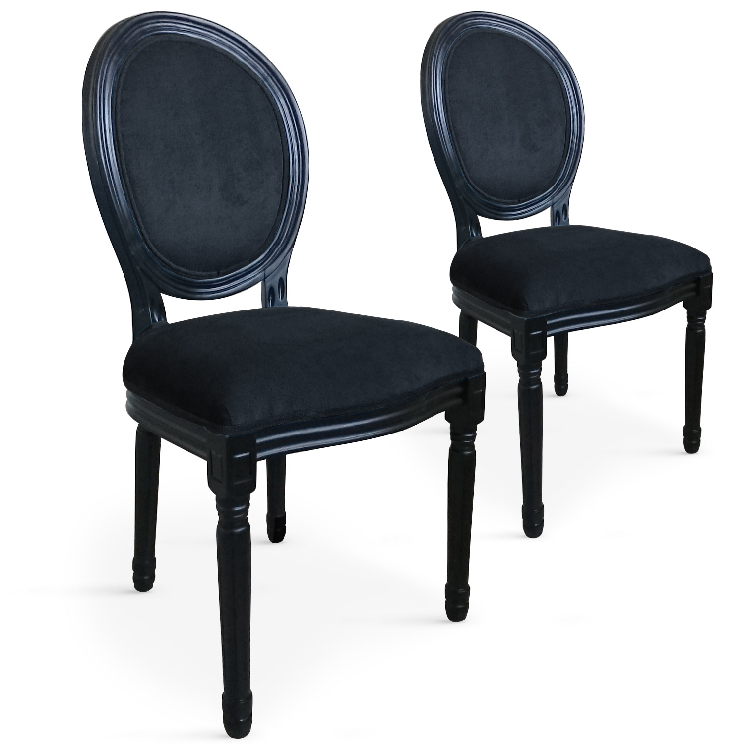 Lot de 20 chaises médaillon Royale Black Velours Noir