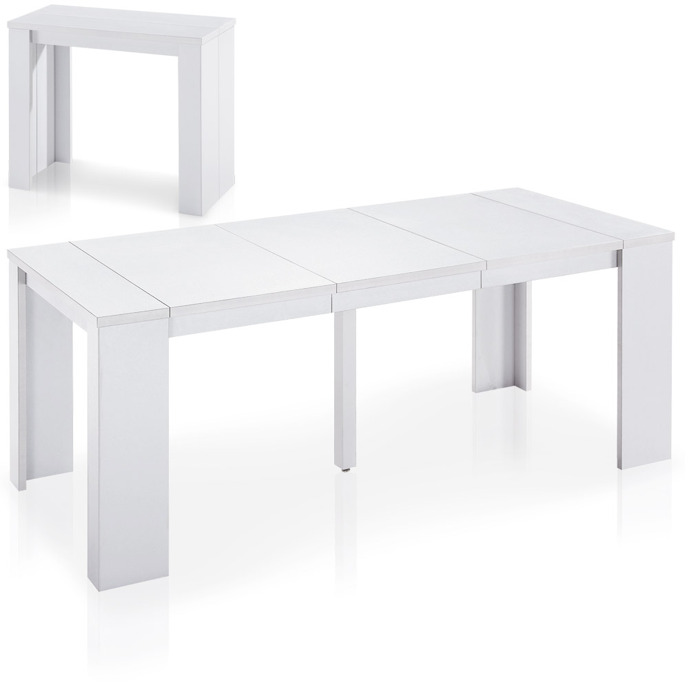 Table-console extensible contemporaine de 40 à 190cm de longueur Brookline coloris blanc