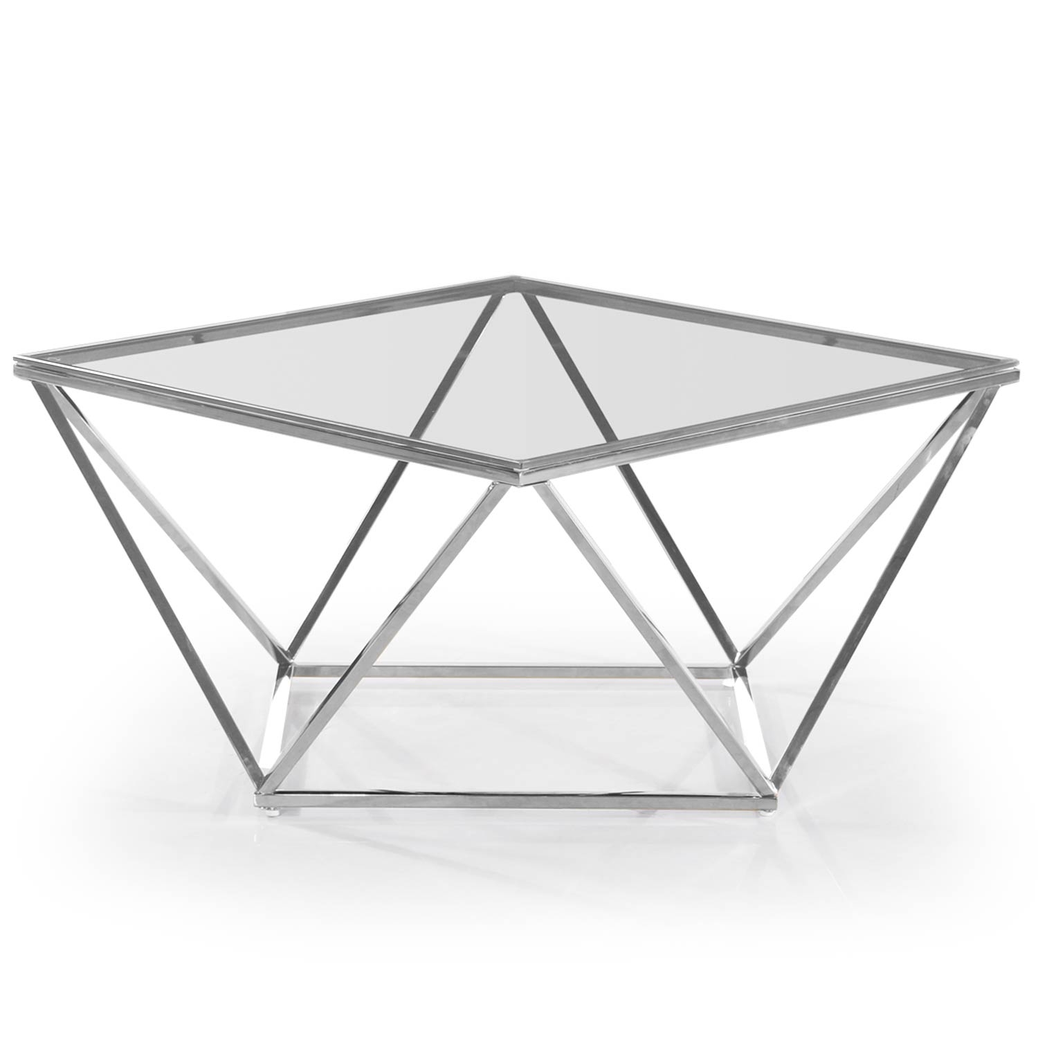 Louane salontafel in transparant glas en zilveren poten