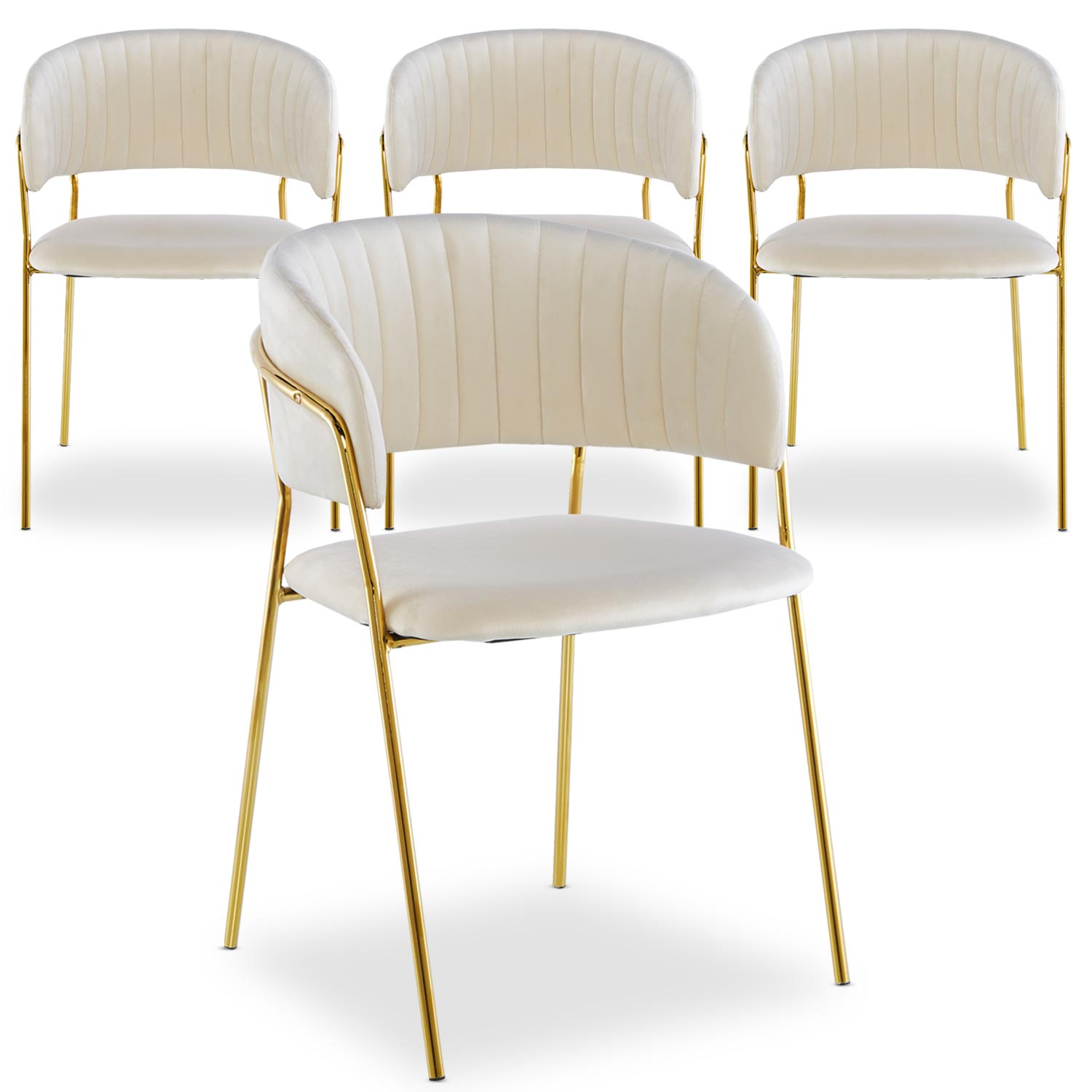 Set van 4 beige fluwelen Tabata stoelen