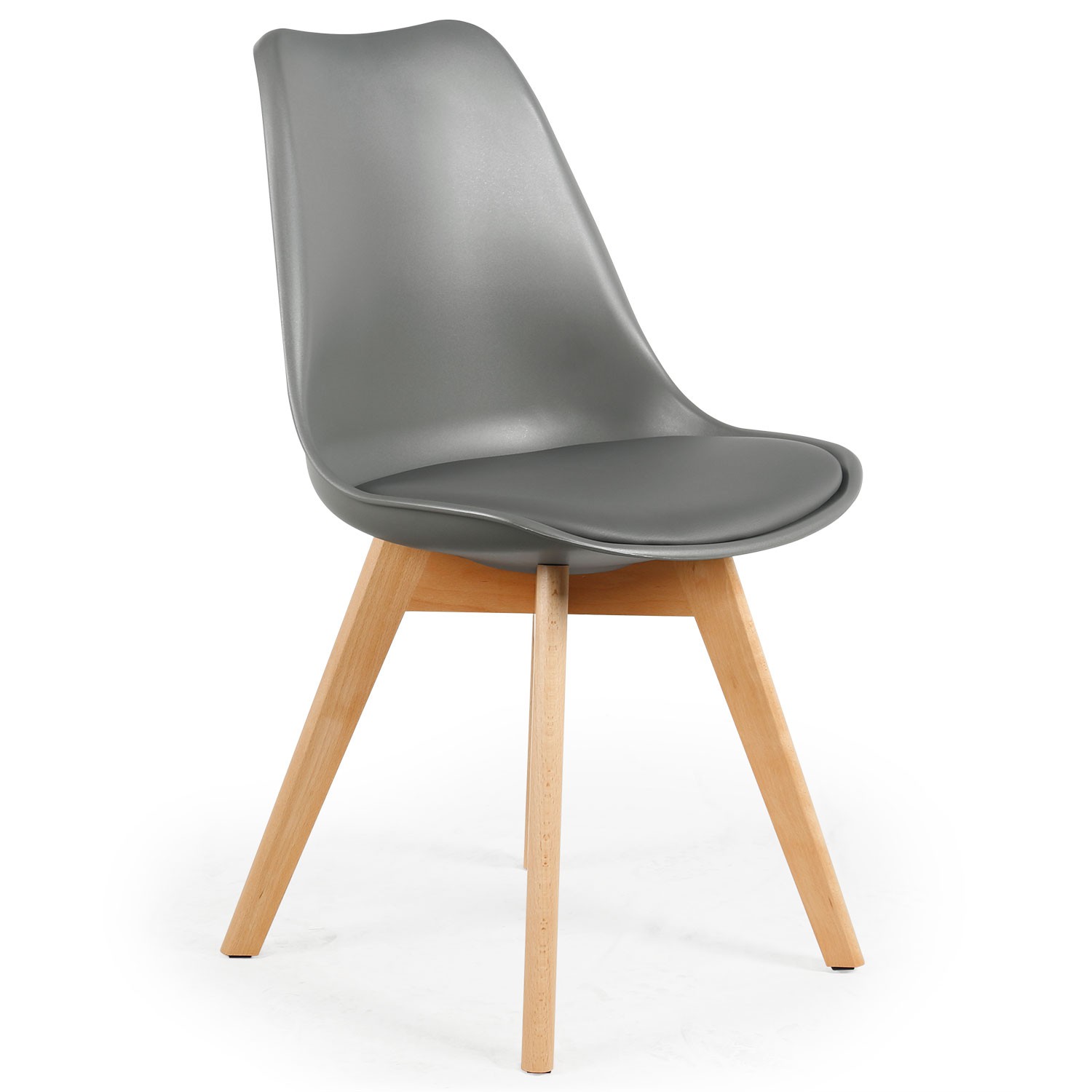 Set van 4 Scandinavische grijze Conor Simili (PU) stoelen